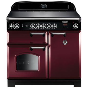 Rangemaster Classic CLA100EICY/C 100cm Electric Range Cooker with Induction Hob - Cranberry/Chrome - A CLA100EICY/C  
