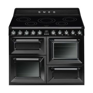 Smeg TR4110IBL 110cm Four Cavity Traditional Cooker with Induction Hob - Black - A/A TR4110IBL  