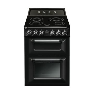 Smeg TR62IBL 60cm Black Two Cavity Traditional Victoria Style Cooker with Induction Hob - Black - A TR62IBL  