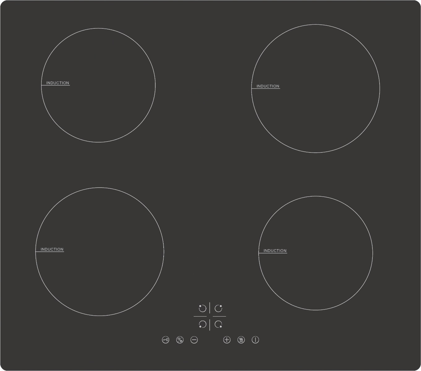 An image of CATA UBIND60FLC 60cm Induction Hob with Touch Controls - Black Pro Satin Glass