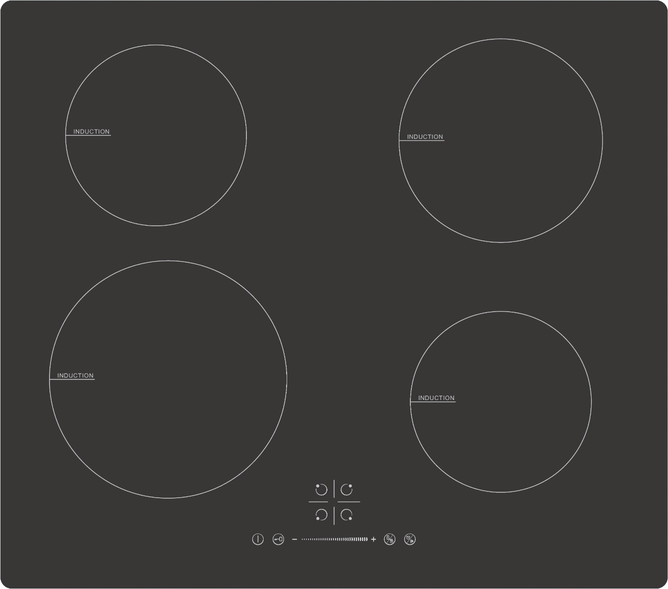An image of CATA UBINDECO60F 60cm ECO Induction Hob with Touch Controls - Black Glass